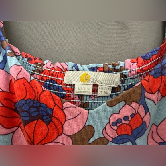 Boden Smock Detail Jersey Maxi Dress Dusty Blue Terrace Bud 10 Long - Picture 5 of 9